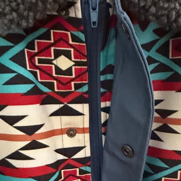 Vintage Women’s Sherpa Blue Aztec Patterned Jacket - Picture 3 of 6